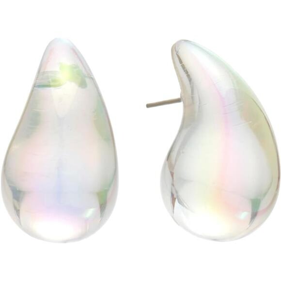 Chunky Teardrop Hoop Earrings – Matte Painted Acrylic, Lightweight - Picture 1 of 5